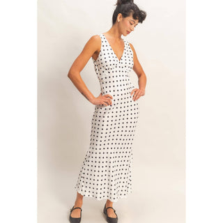 Polka Dot Sleeveless Maxi Dress