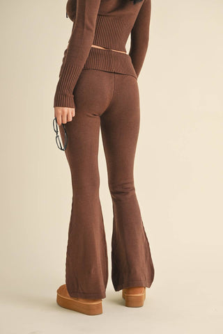 Foldover Flare Knit Sweater Pants