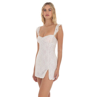 Sweetheart Neck Lace Dress in White