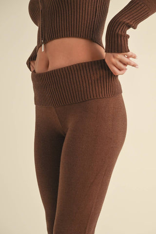 Foldover Flare Knit Sweater Pants