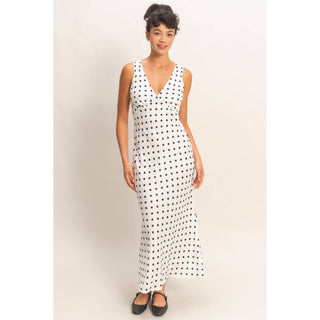 Polka Dot Sleeveless Maxi Dress