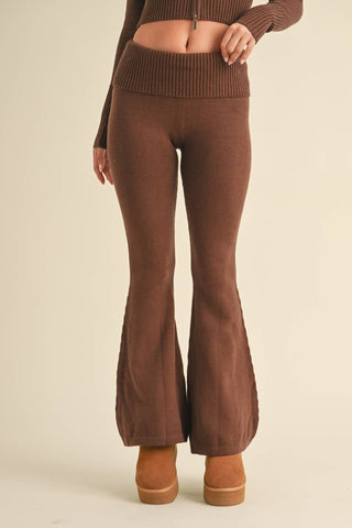 Foldover Flare Knit Sweater Pants
