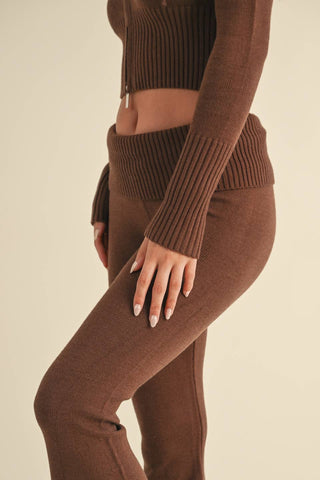 Foldover Flare Knit Sweater Pants