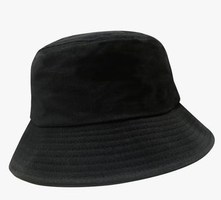 Black bucket hat on a white background