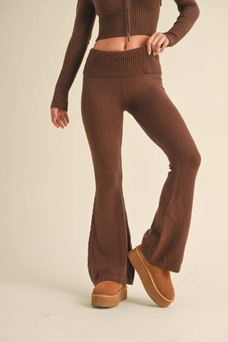 Foldover Flare Knit Sweater Pants