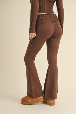 Foldover Flare Knit Sweater Pants